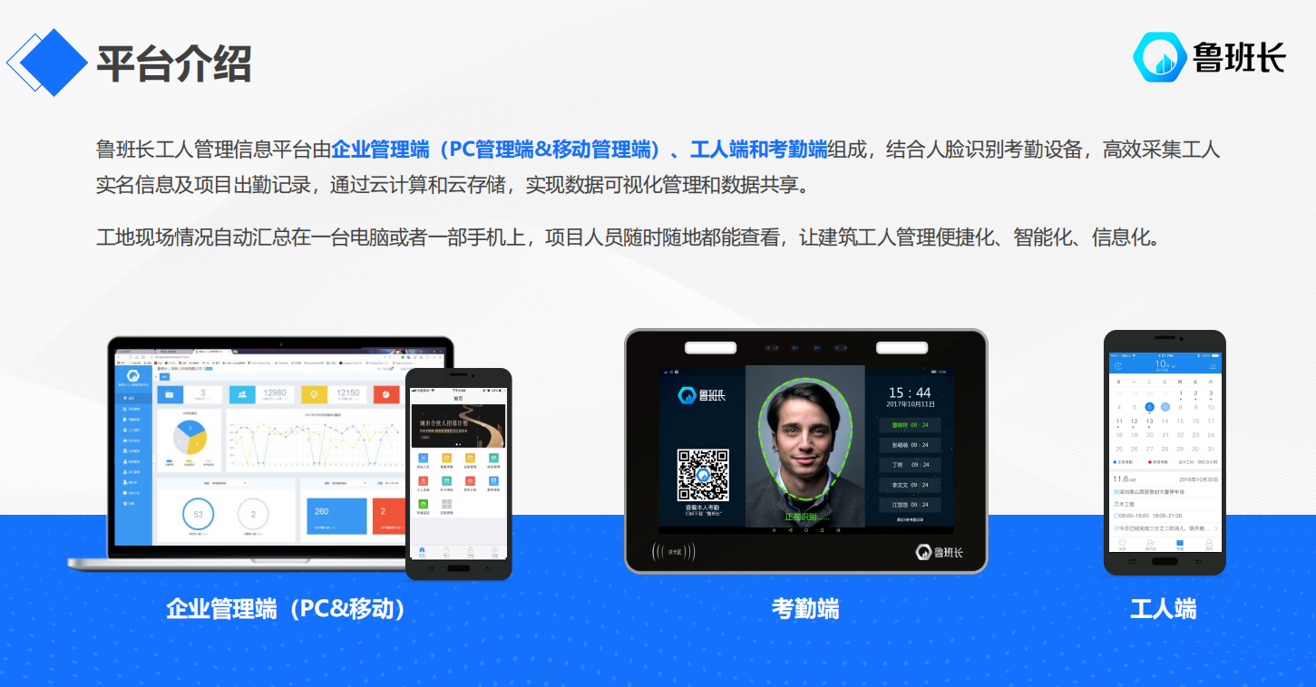 魯班長提供工地實(shí)名制考勤解決方案